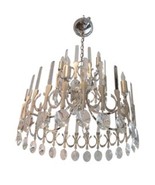 Sciolari Two Tiered Silver Plate and Crystal Chandelier circa 1960&#39;s MCM - $1,480.05