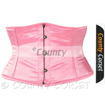 Full Steel Boned Shaper Cincher Mini Waspie Waistbust Sexy Pink Satin Co... - £34.35 GBP