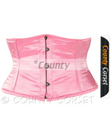 Full Steel Boned Shaper Cincher Mini Waspie Waistbust Sexy Pink Satin Co... - $42.98