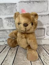 Russ Berrie Norina vintage plush 773 sitting teddy bear pink rose bow no... - $8.23