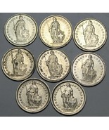 Lot Of 8 Switzerland Half Francs 1968-1982~Helvetia~Free Shipping - $14.69