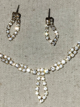 After Thoughts Rhinestone Collar Gold Tone Necklace Earrings Set Vintage... - $21.24