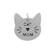 Sterling Silver Rhodium Plated Cat Mom Charm Pendant - £18.24 GBP