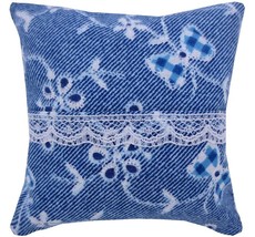 Tooth Fairy Pillow, Blue, Flower with Bow Print Fabric, White Lace Trim, Girls - £3.95 GBP