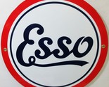 ESSO Gasoline New 12&quot; Round Porcelain Metal Sign - $59.35