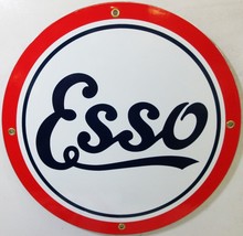 ESSO Gasoline New 12" Round Porcelain Metal Sign - £46.47 GBP