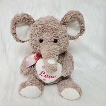HugFun Elephant Love Heart Valentine Gray Plush 17&quot;  Stuffed Animal Toy B225 - £19.65 GBP