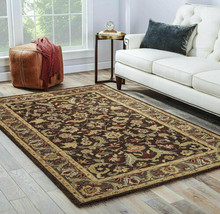 Traditional Oriental Pattern Wool Tufted Rug, Seal Brown/Thyme - $875.62