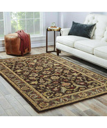 Traditional Oriental Pattern Wool Tufted Rug, Seal Brown/Thyme - $875.62