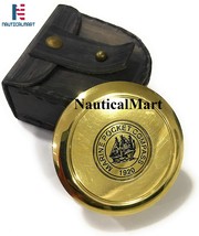 Marine Brass Pocket Compass with Leather Case Nautical Gift Maritime Collection - £23.17 GBP