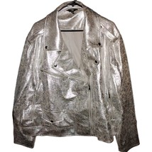 Terra &amp; Sky Womens 4X ( 28W-30W) Motorcycle Jacket Metallic Faux Leather... - $43.21