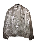 Terra &amp; Sky Womens 4X ( 28W-30W) Motorcycle Jacket Metallic Faux Leather... - $56.33 CAD