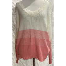 Hem &amp; Thread Womens Pullover Sweater Pink Striped Long Sleeve Drop Shoul... - £9.01 GBP