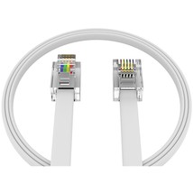 (2 Pack) 4 Feet White Telephone Cable 6P4C Rj11 Male To Male, Made In Us... - $16.99