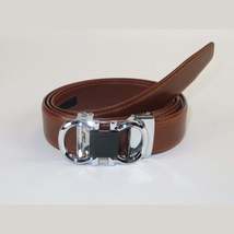 Mens VALENTINI Leather Belt Automatic Adjustable Removable Buckle V506S Cognac image 3
