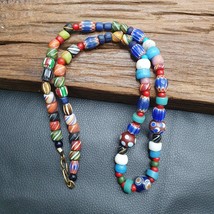 Vintage old african, venetian art mix glass beads necklace mix-1Gift - $41.42