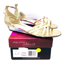 Easy Street Tarrah Wedge Slingback Sandals - GOLD Glitter, US 7.5M - £19.42 GBP