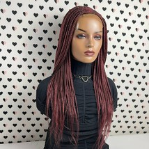 Cornrows C Cut Feeding Box Braid Braided Wig Braids Lace wigs Color Burgundy Red - £142.21 GBP