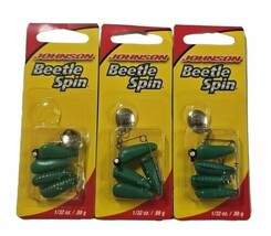 Lot of 3 Johnson Beetle Spin 1 INCH 1/32 oz Green Black .88g Fishing Lur... - £12.22 GBP