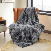 Bedsure Faux Fur Throw Blanket Grey - Tie-Dye Fuzzy Fluffy Super Soft Furry - £26.72 GBP