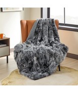 Bedsure Faux Fur Throw Blanket Grey - Tie-Dye Fuzzy Fluffy Super Soft Furry - £29.75 GBP
