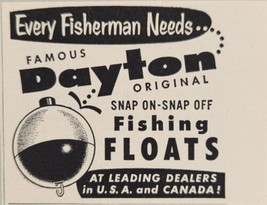 1954 Print Ad Dayton Bobber Fishing Floats Snap On-Snap Off - $7.23