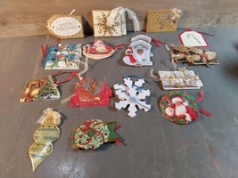 Decorative Christmas Gift Tags Fancy Die Cuts Lot 22 Textured 3D Shiny U... - $27.91