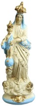 Sculpture Statue Madonna Our Lady of Victory Antique Chalkware Religious Blue - £134.77 GBP