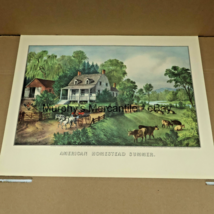 American Homestead Summer / Spring 2 Sided Currier Ives Litho Reprint 12x15&quot; - £14.48 GBP