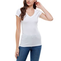 Aveto Women&#39;s Juniors&#39; V-Neck T-Shirt White XL B4HP - £6.33 GBP