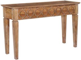 Console San Maria Beachwood Carved Circle Design Solid Wood Transitional - £1,476.14 GBP