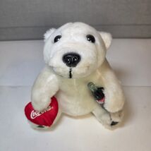 1993 Coca-Cola Polar Bear Plush Toy w/ Coke Bottle &amp; Heart Vintage Promo - $14.99