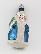 VTG Mercury Glass Santa Ornament Blue Robe Hand Painted 4&quot; Tall - £7.52 GBP