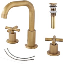 2 Handle Bathroom Faucet Ggstudy3 Holes 360 Swivel Spout Antique Brass - £71.57 GBP
