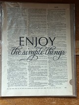 Handmade ENJOY THE SIMPLE THINGS Black Overlay on Old Dictionary Page fo... - $9.49