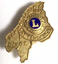Lions Club Lapel Pin Scandinavia 100% Attendance 1961-62 Vintage Hat Pin - £8.35 GBP