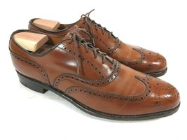 COLE HAAN Brown Wingtip Brogue Shoes 10.5 AAA Bench Made in USA - £73.45 GBP