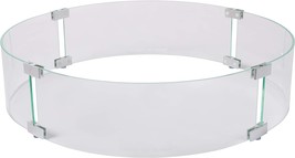 Fire Sense Fire Pit Wind Guard | Round | Clear Glass | 26 Inches | Tempered - £72.00 GBP