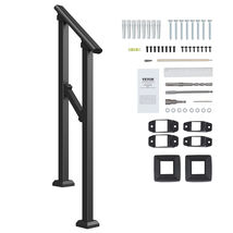 VEVOR Square Tube Handrail for Outdoor Steps, 1-2 Step Hand Rail Kit, Black - $37.90