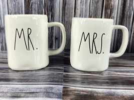 Rae Dunn White MR. &amp; MRS. Mugs - Excellent Condition! - £15.40 GBP