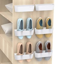 Wall Mounted Shoes Rack 6Pack With Sticky Hanging Strips, Plastic Shoes Holder S - £36.31 GBP