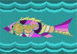 Pepita Needlepoint Canvas: Fish in Chips, 10&quot; x 7&quot; - $50.00+