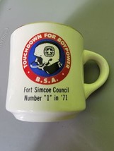 Vintage BSA Boy Scouts Mug Touchdown For Boypower Manpower Made In USA 1970s - £30.22 GBP
