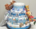 Light Blue Polka Dot Baby Boy Shower Diaper Cake All In One Corporate Gift - $404.80