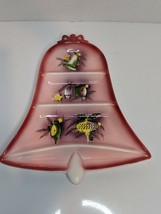 Vintage Appetizer Relish Dish Porcelain Bell Shape Red Hand Painted Orna... - $25.21