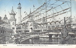 1904 Scene at Luna Park Coney Island NYC Mica Postcard George P Hall Undivided - £14.69 GBP