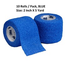 10 Pack, 3M Coban Self-Adherent Wrap 2&#39;&#39; x 5 Yard, BLUE Cohesive Bandage... - £29.02 GBP