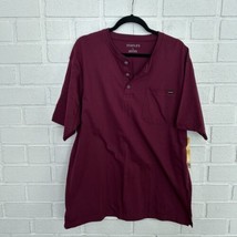Stanley Henley T Shirt Dark Red Mens Large Moisture Wicking New With Tags - $17.63