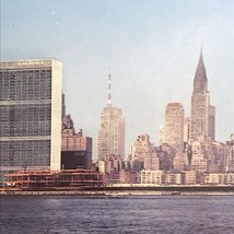 New York Skyline United Nations Building Vintage Postcard East River - $8.95