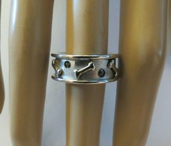 Lisa Welch Ring Dog Bone Sterling Silver 925 Size 7 Blue Stones 9.89g Retired - £95.91 GBP